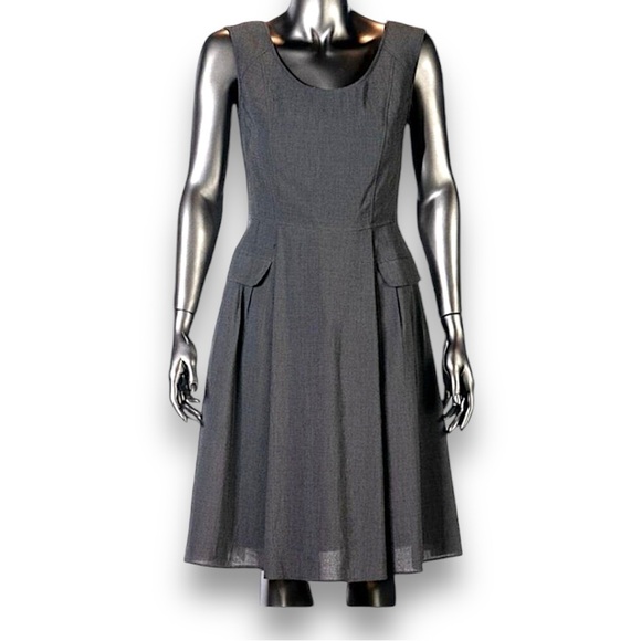 Calvin Klein Gray Belted Sleeveless Scoop Neck Future & Flare Dress NWOT Size 4 - Picture 10 of 12